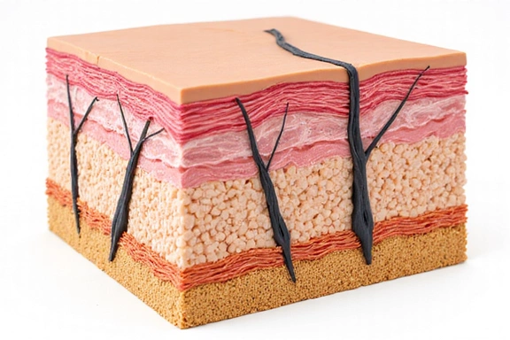 Scientific illustration of collagen fibers in skin