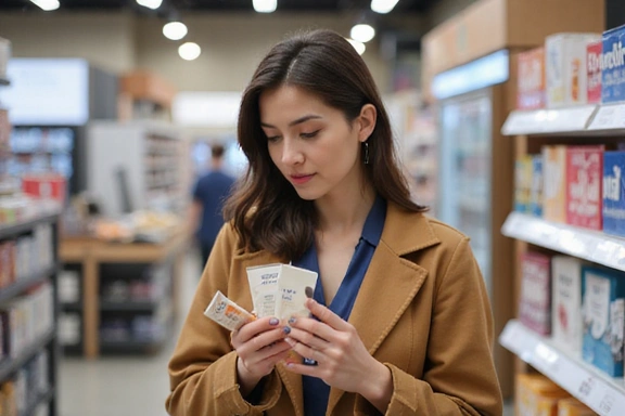 Woman comparing products in a store