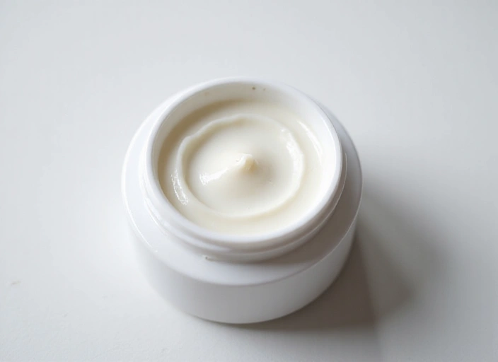 A jar of Rejuzvzora Hydration Lock Moisturizer with a rich, creamy texture, and a soft, glowing light effect.