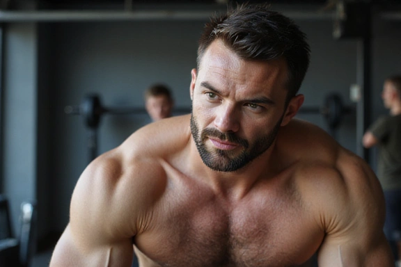 Man exercising with focus, representing vitality and endurance