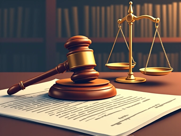 Legal document with a gavel and scales of justice, symbolizing terms and conditions